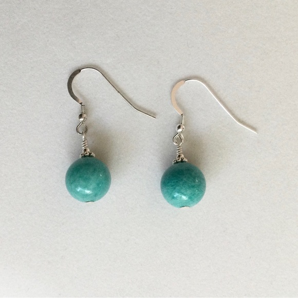 NWT Amazonite & Sterling Drop Earrings - c 27.5 tcw 5 Star Natural Mineral Gems - Picture 1 of 5